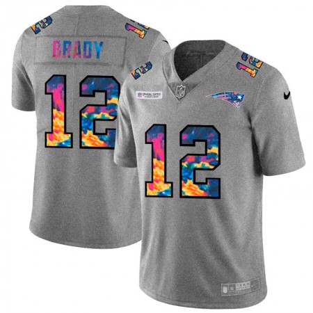 Camiseta Hombre NFL New England Patriots Tom Brady 12 Nike 2020 Multicolor Gris